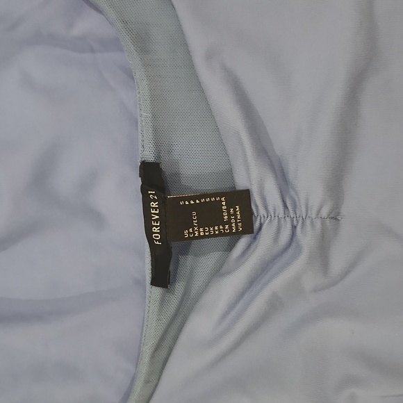 classped, puff-sleeved, blue-lavender bodysuit - Picture 3 of 3